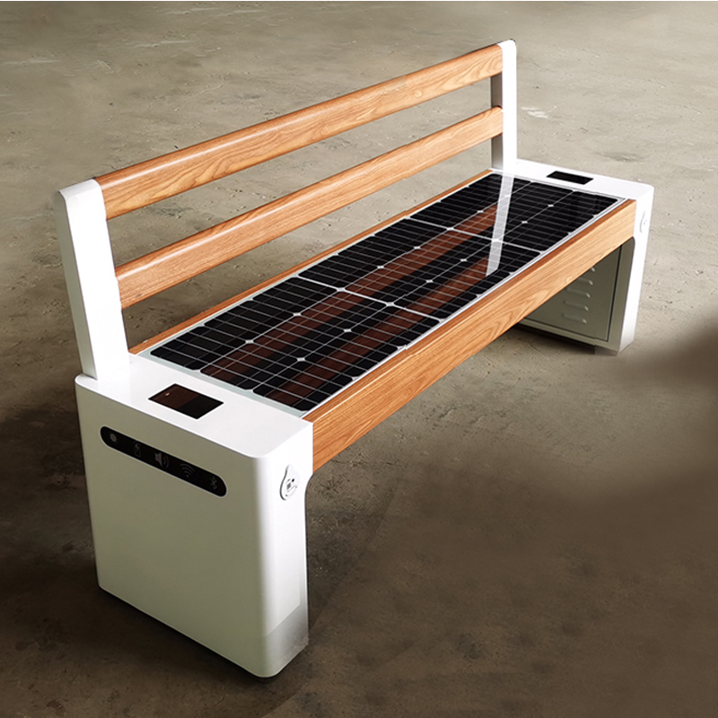 Big Format WPC Wood галванизиран Steel Smart Voice Solar Bench